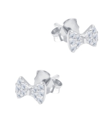Lovely Bow Shaped CZ Silver Stud Earring STS-6430